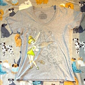 Disney Tinker Bell Gray Women’s V Neck T-Shirt